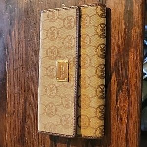 Michael Kors Canvas Leather Trifold Wallet